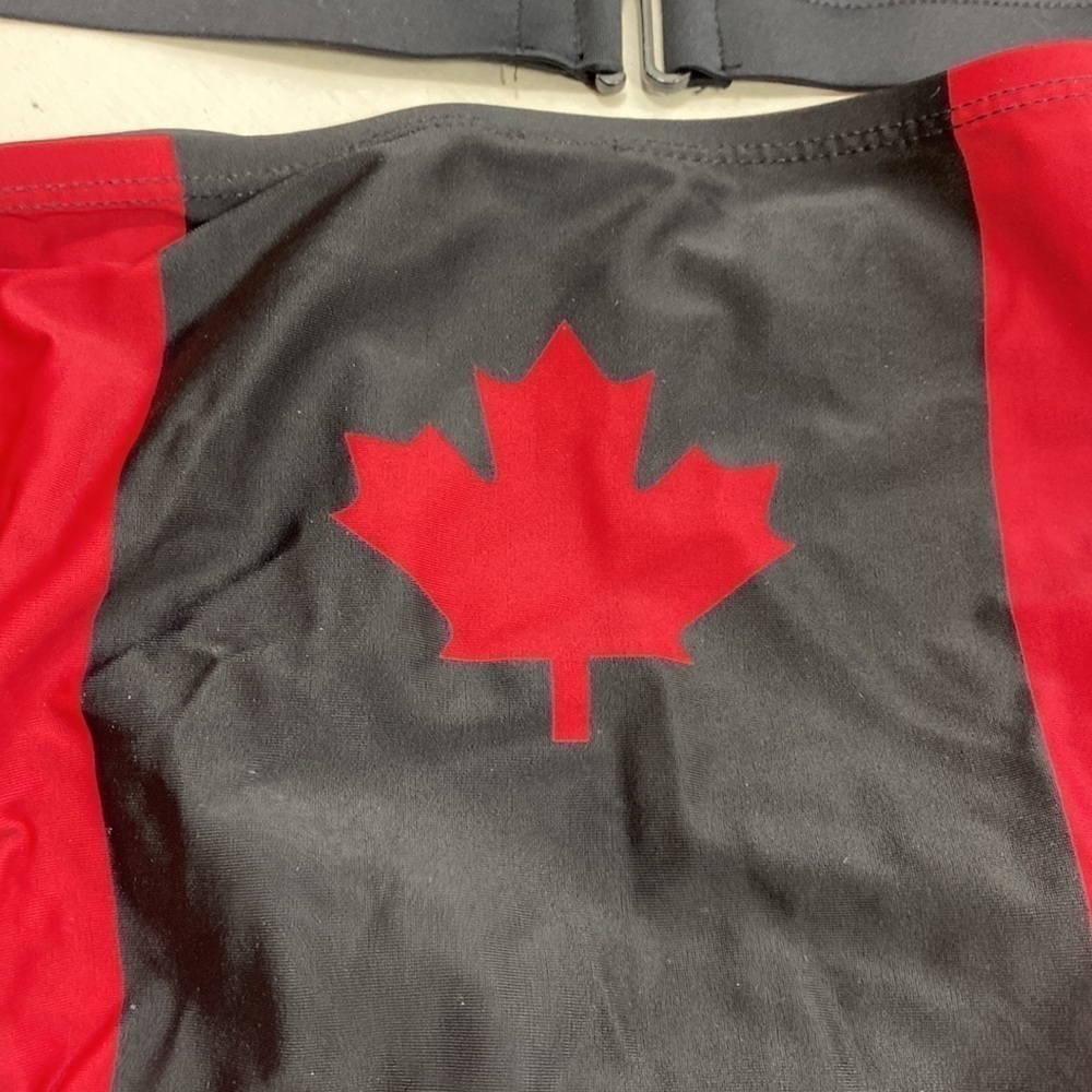 2 pc red and black bikini with Canadian flag - Picture 3 of 7
